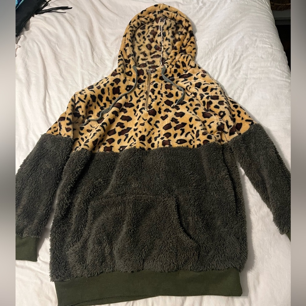 Leopard and olive hoodie